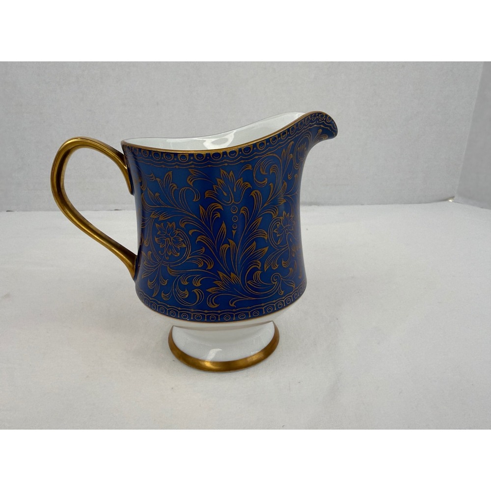 Sango China Aristocrat 3690 Creamer Pitcher Cobalt Blue‎ Gold Filigree Japan